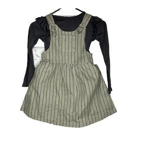 Jessica Simpson Girls 2 Piece Striped Dress & Long Sleeve Top 5/6 Olive
